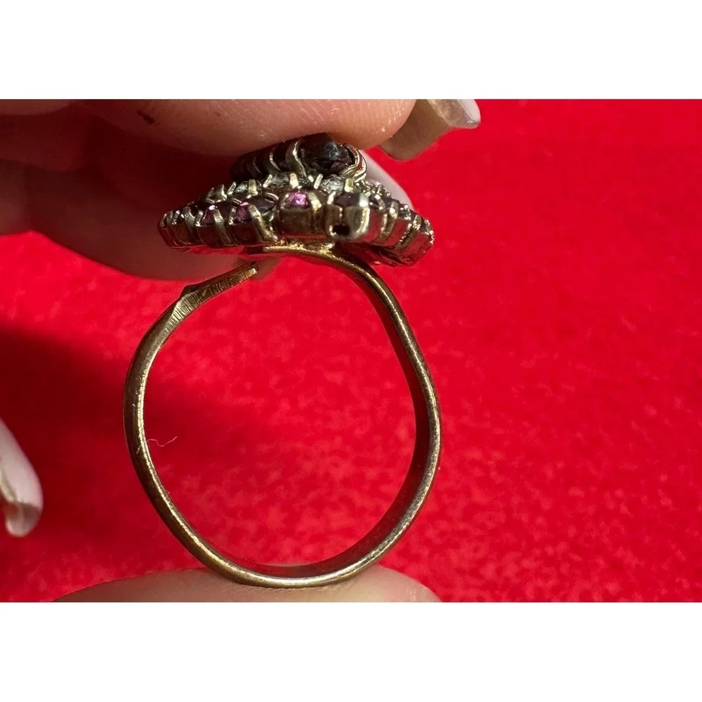 Vintage Ring Lot 2 Adjustable Gold Tone Statement Cocktail Rings